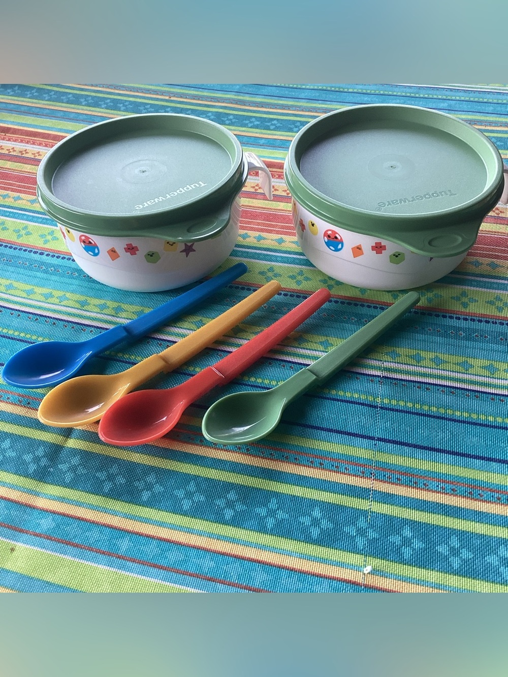 Tupperware Shape-O Feeding Cups and Spoons